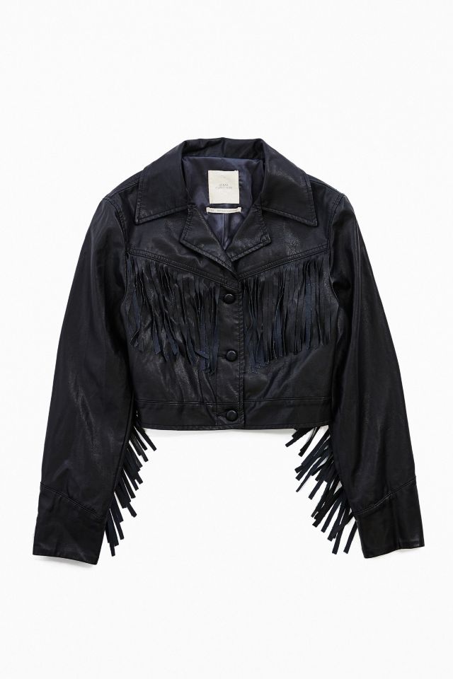 UO Mira Fringe Faux Leather Jacket #4