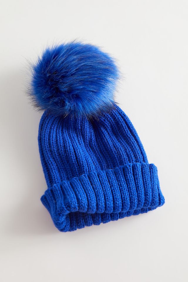 Tuque surdimensionnée en tricot côtelé à pompon  #1