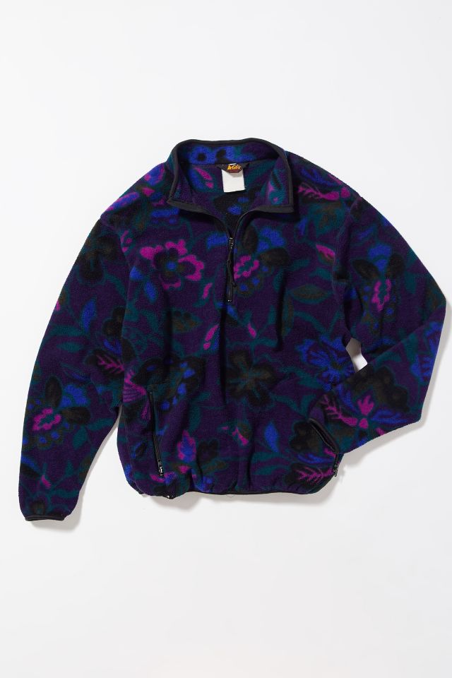 Allover Print Flower Fleece Jacket