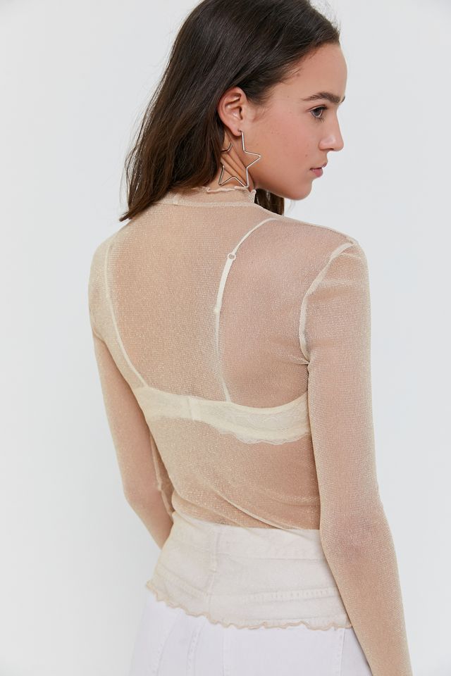 UO Sparkly Metallic Sheer Mesh Top #1