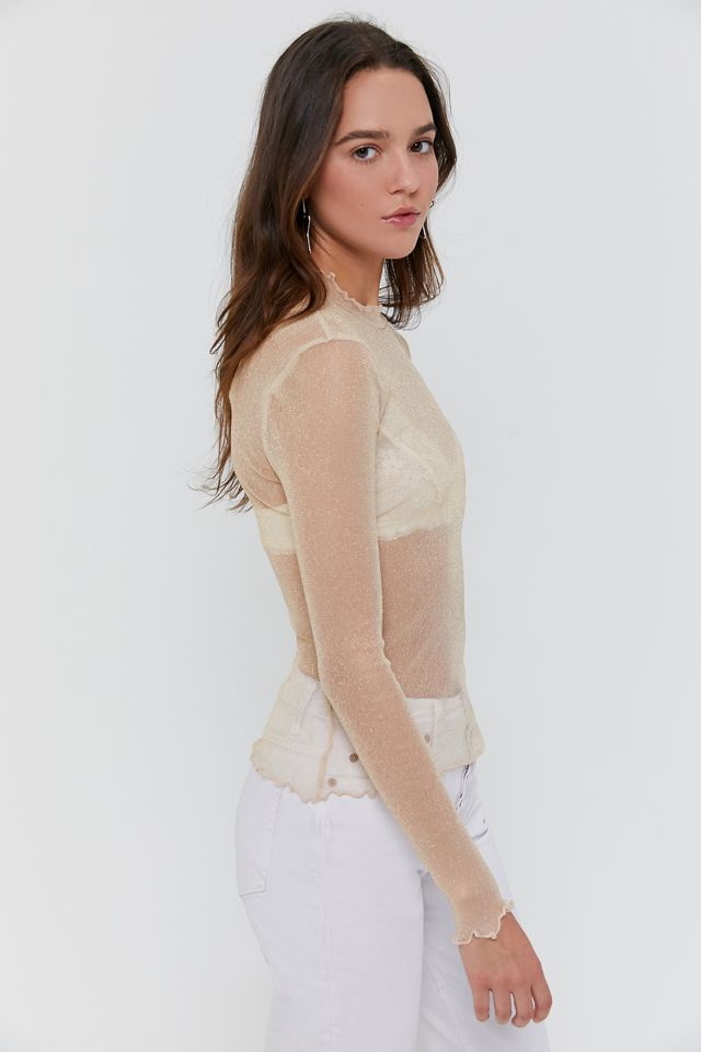 UO Sparkly Metallic Sheer Mesh Top #3