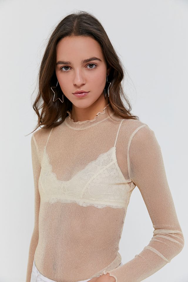 UO Sparkly Metallic Sheer Mesh Top #4