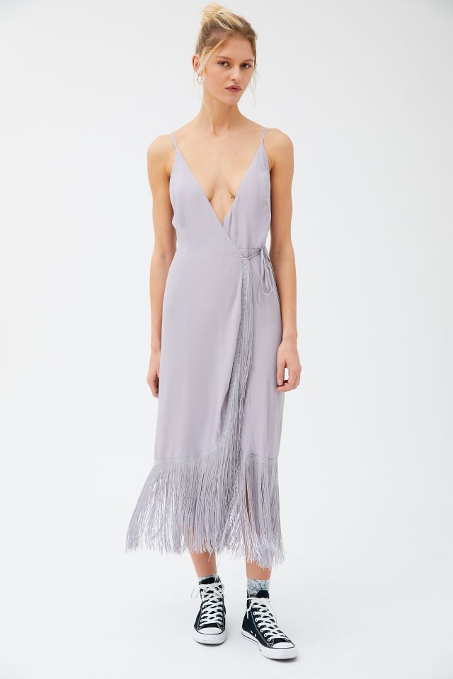 UO Pisa Fringe Wrap Midi Dress #3