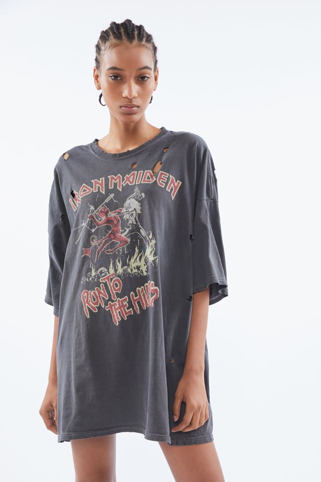 Black distressed outlet t shirt dress