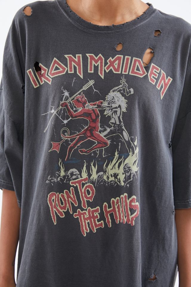 Iron Maiden Run To The Hills Distressed T-Shirt Dress #3