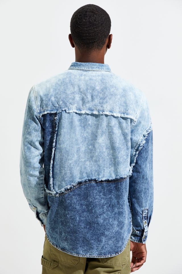 UO Pieced Denim Button-Down Shirt  #4