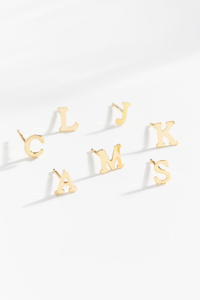 18k Initial Single Post Earring #1
