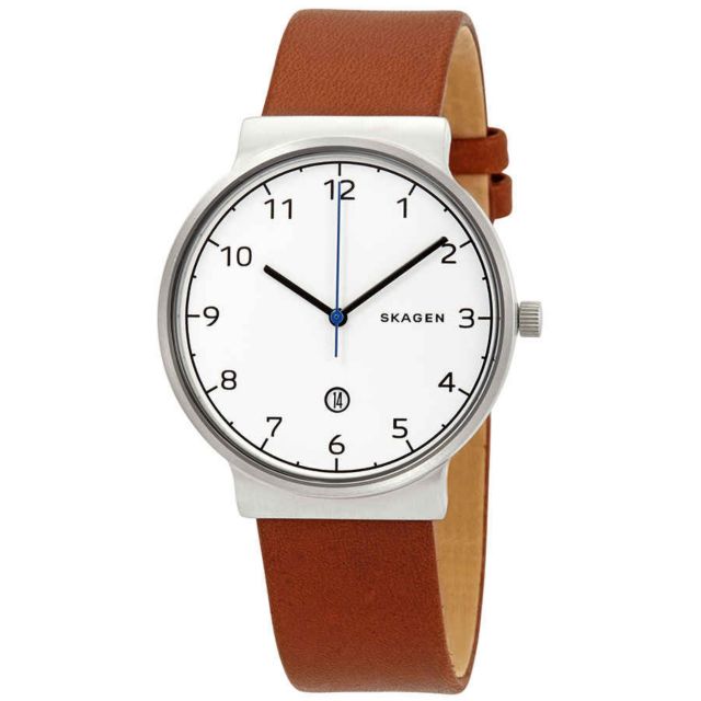 Skagen Ancher White Dial Cognac Leather Men s Watch SKW6433 Urban Outfitters