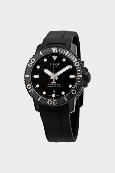 TISSOT SEASTAR 1000 BLACK DIAL AUTOMATIC MEN'S RUBBER WATCH T120.407.37.051.00 IN BLACK, MEN'S AT URBAN OUT