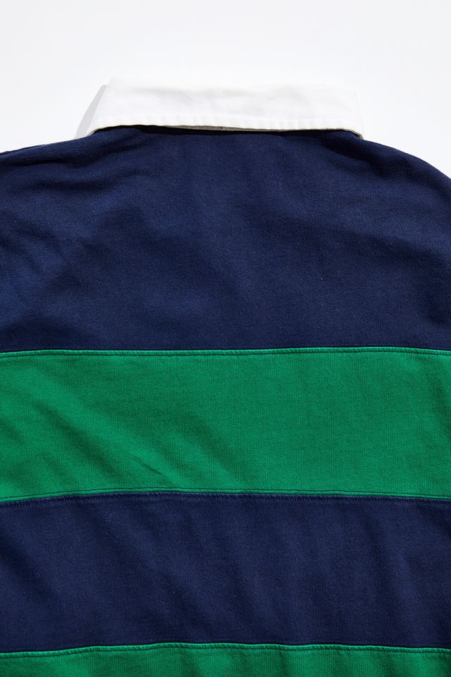 Vintage Polo Ralph Lauren Green And Navy Stripe Rugby Shirt #2