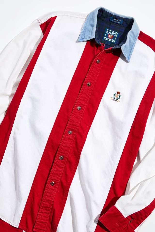 Vintage Chaps Red And White Stripe Oxford Shirt #1