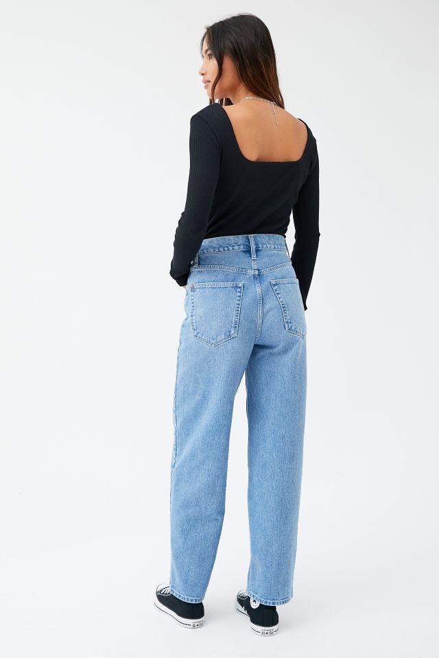 Jean Ample Taille Haute BDG Petite – Délavage Moyen #3