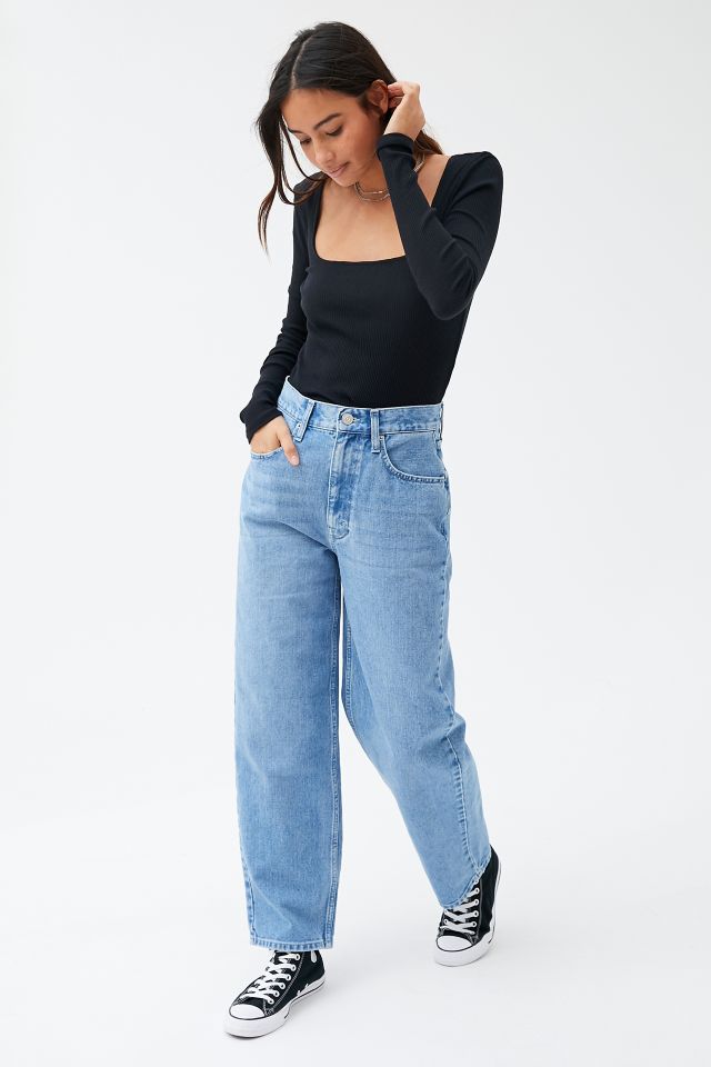 Jean Ample Taille Haute BDG Petite – Délavage Moyen #2