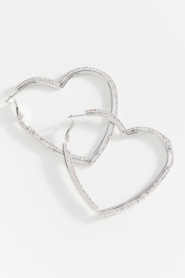 Rhinestone Heart Hoop Earring #1