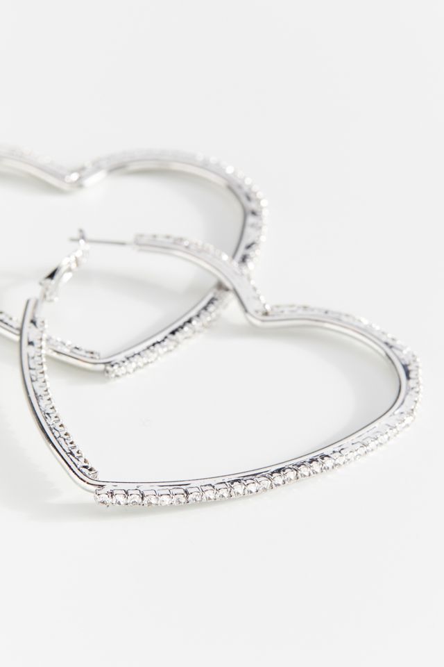 Rhinestone Heart Hoop Earring #2