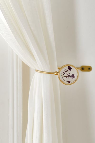 Pressed Floral Curtain Tie-Back Set