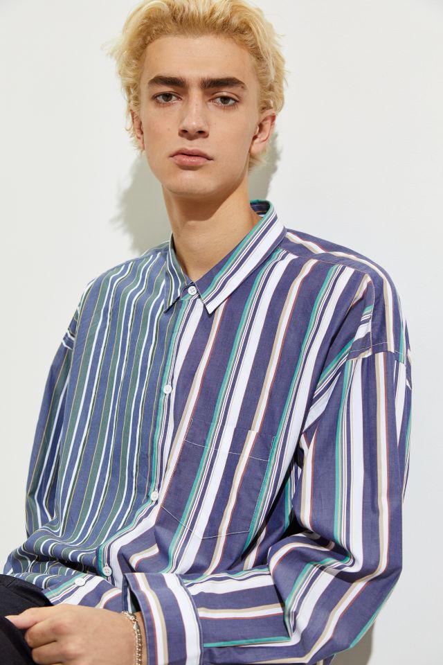 Monkey Time Stripe Cropped Button-Down Shirt | Urban Outfitters