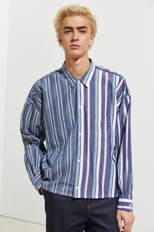 Monkey Time Stripe Cropped Button-Down Shirt  #2