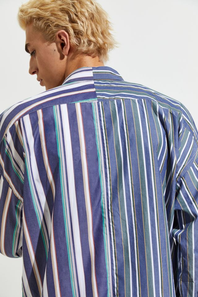 Monkey Time Stripe Cropped Button-Down Shirt  #3