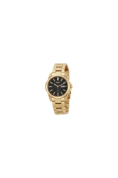 Seiko Solar Black Dial Gold tone Stainless Steel Men s Watch SNE100 Urban Outfitters