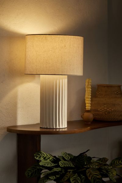 Urban Outfitters Tristan Ceramic Table Lamp In Ivory