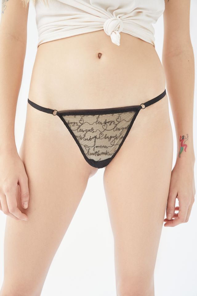les girls les boys Love Note Mesh G-String Thong #1