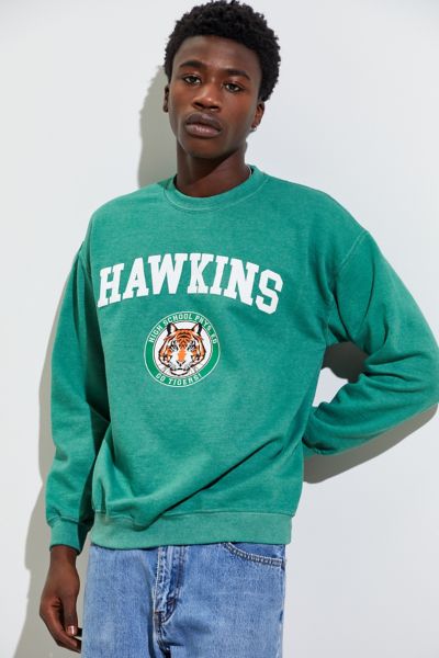 Stranger Things Hawkins High School Pigment Dyed Crew Neck Sweatshirt Urban Outfitters