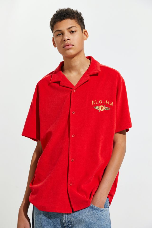 The Art Of Scribble Tiger Terry Cloth Short Sleeve Button-Down Shirt #1