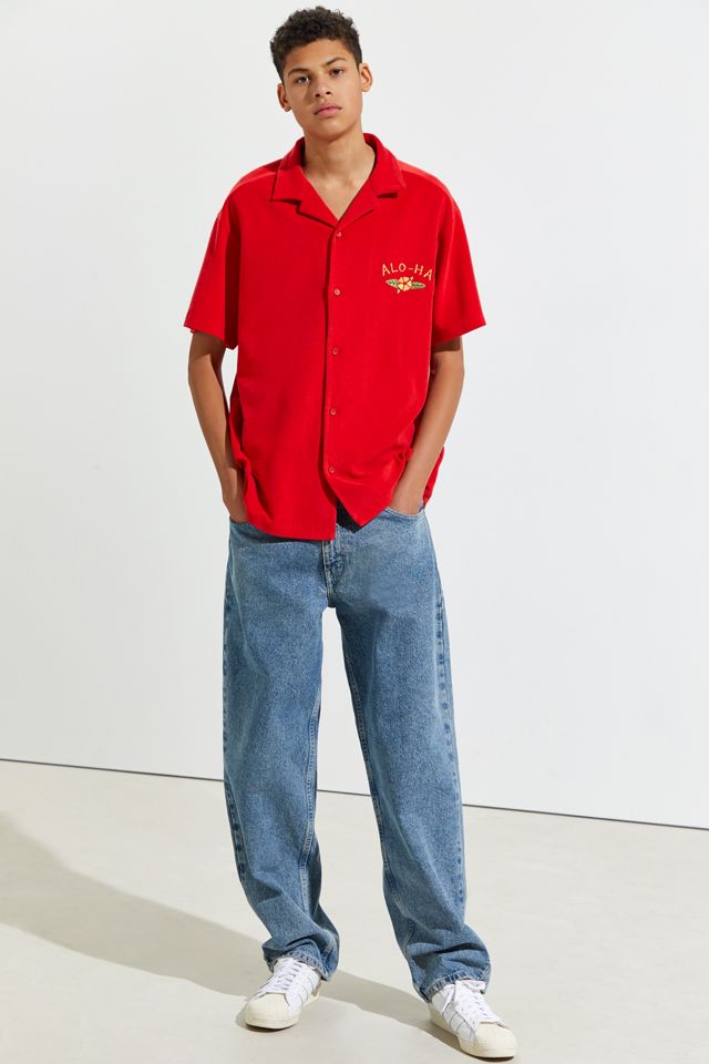 The Art Of Scribble Tiger Terry Cloth Short Sleeve Button-Down Shirt #3