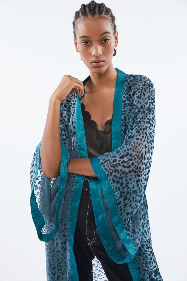 4SI3NNA Lorenzo Burnout Velvet Leopard Duster #1