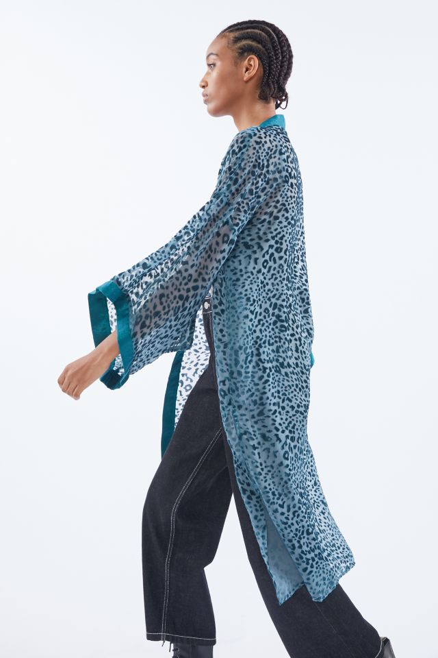 4SI3NNA Lorenzo Burnout Velvet Leopard Duster #3