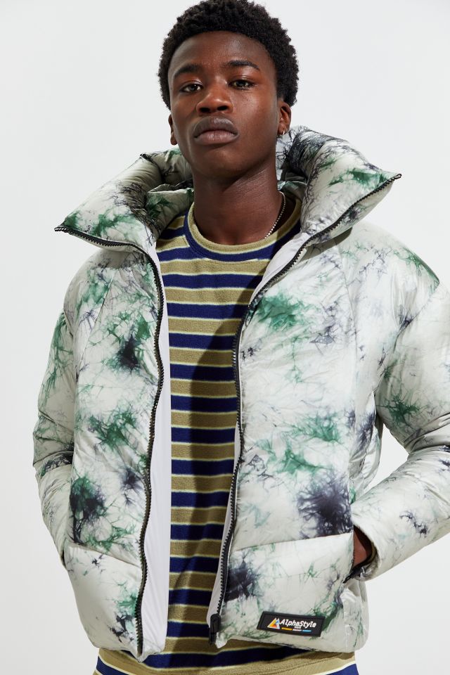 AlphaStyle Mallard Tie-Dye Print Padded Down Puffer Coat   #1