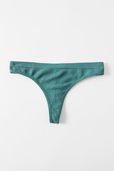 Out From Under Markie Seamless Ribbed Thong In Dark Green