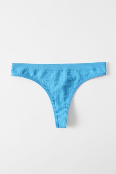 Out From Under Markie Seamless Ribbed Thong In Blue