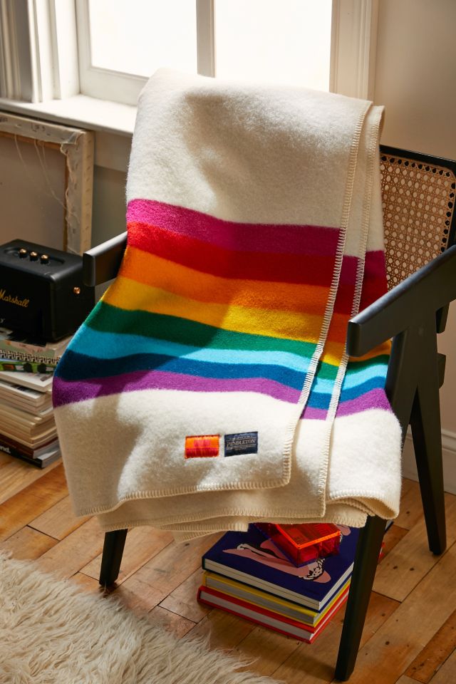 Pendleton UO Exclusive Rainbow Wool Bed Blanket