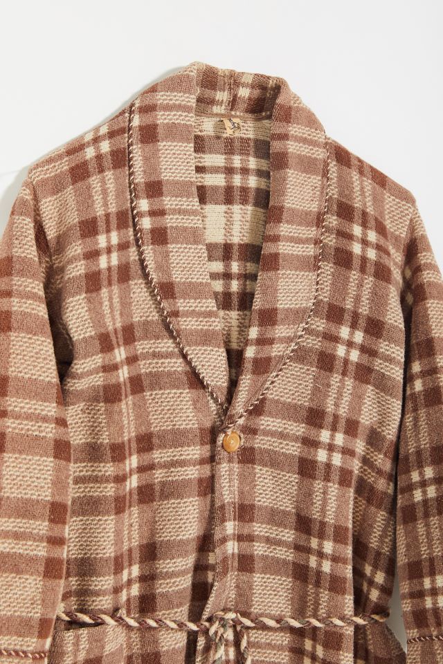 Vintage Brown Plaid Duster Coat  #1