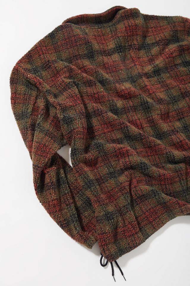 Vintage Brown Plaid Fleece Half-Zip Jacket #2