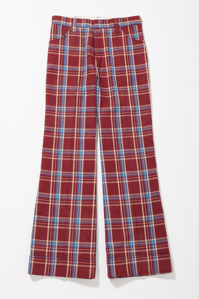 Retro Red Loose Plaid Pants - UrbanWearOutsiders