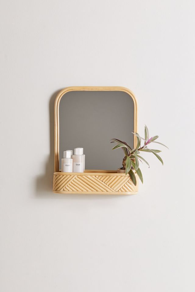 Ria Rattan Mirror Wall Shelf #1