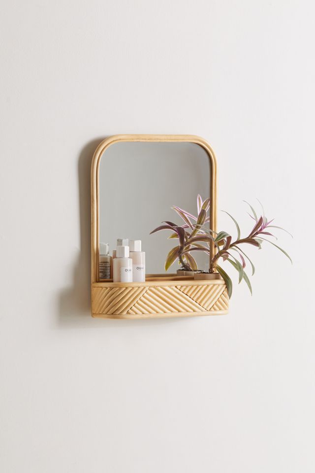 Ria Rattan Mirror Wall Shelf #2