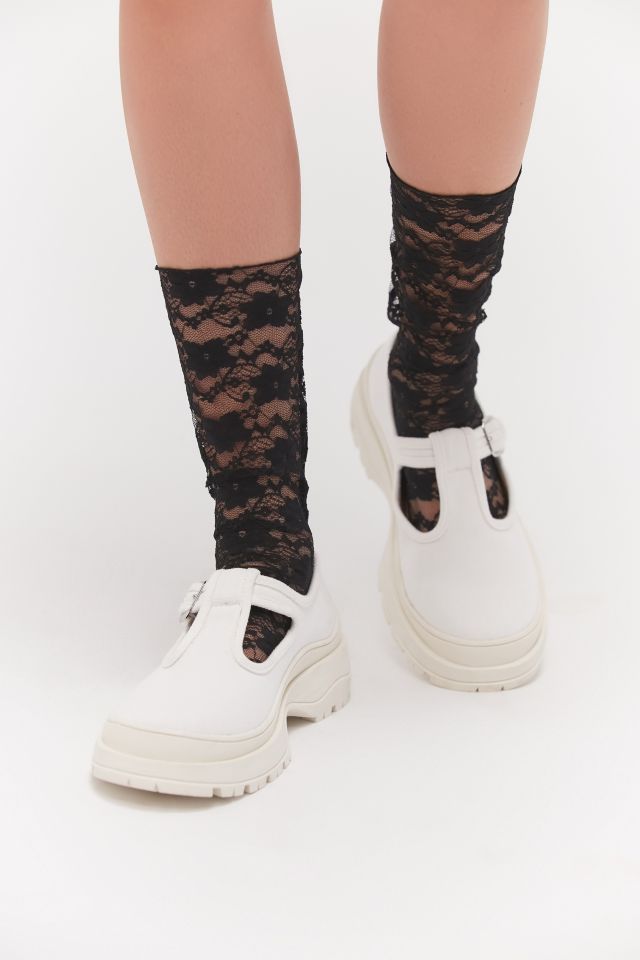 Chaussettes mi-mollet en dentelle avec fleurs #1