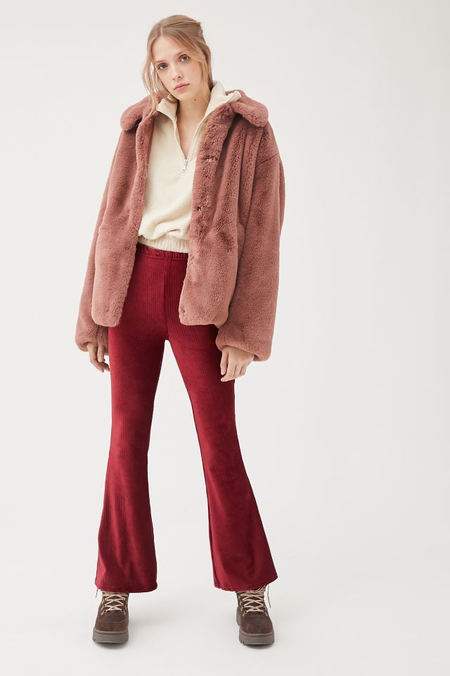 Stretch velvet flared trousers in Red Ready-to-wear