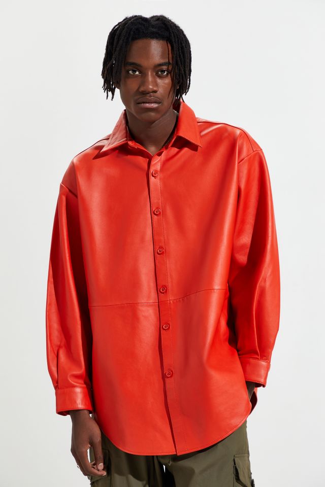 Rochambeau Oversized Leather Button-Down Shirt | Urban Outfitters