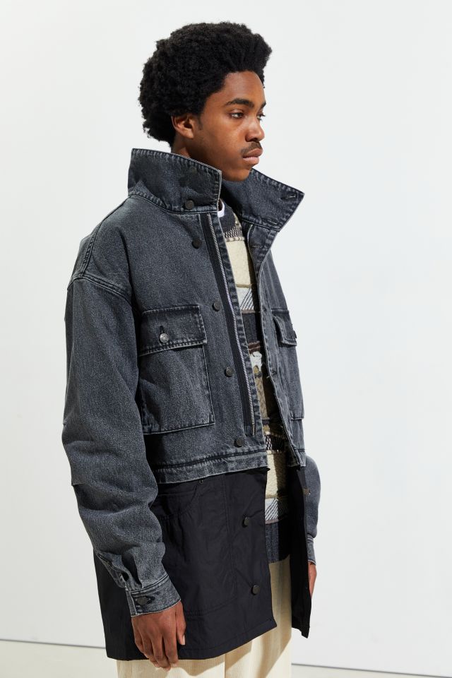 LAB101 Nylon Cross Denim Parka Jacket. #4