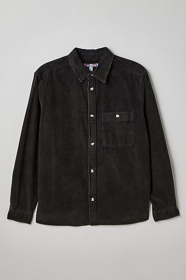 Urban Outfitters Uo Big Corduroy Work Shirt In Washed Black