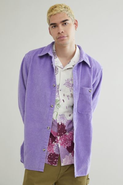 Urban Outfitters Uo Big Corduroy Oversized Work Shirt In Violet