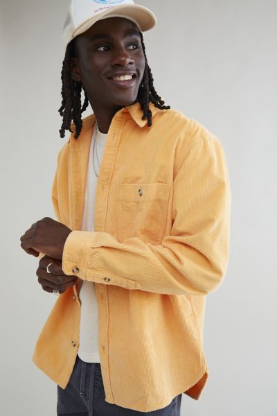 Urban Outfitters Uo Big Corduroy Oversized Work Shirt In Bright Orange
