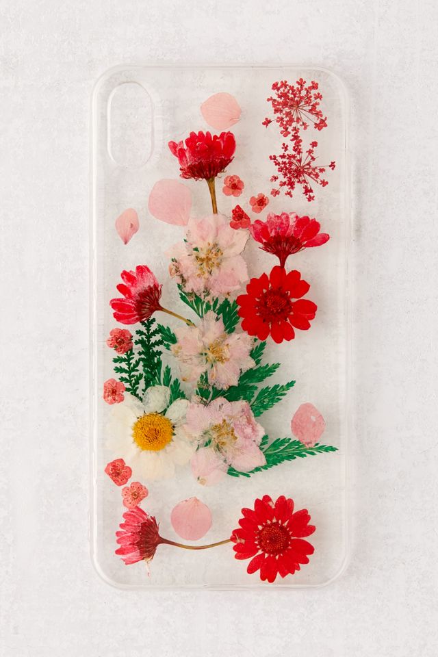 Recover Red Pressed Flowers Clear iPhone Case Urban Outfitters