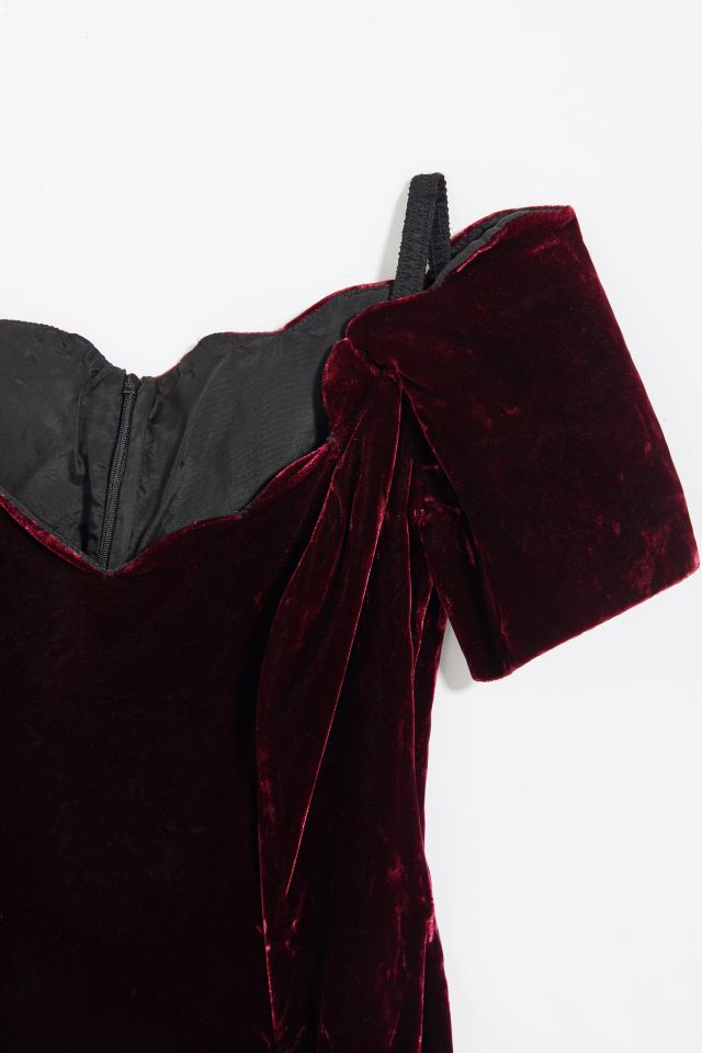 Vintage Off-Shoulder Velvet Dress  #1