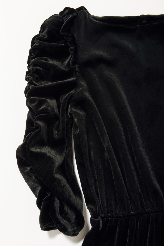 Vintage Ruched Sleeve Velvet Dress  #1